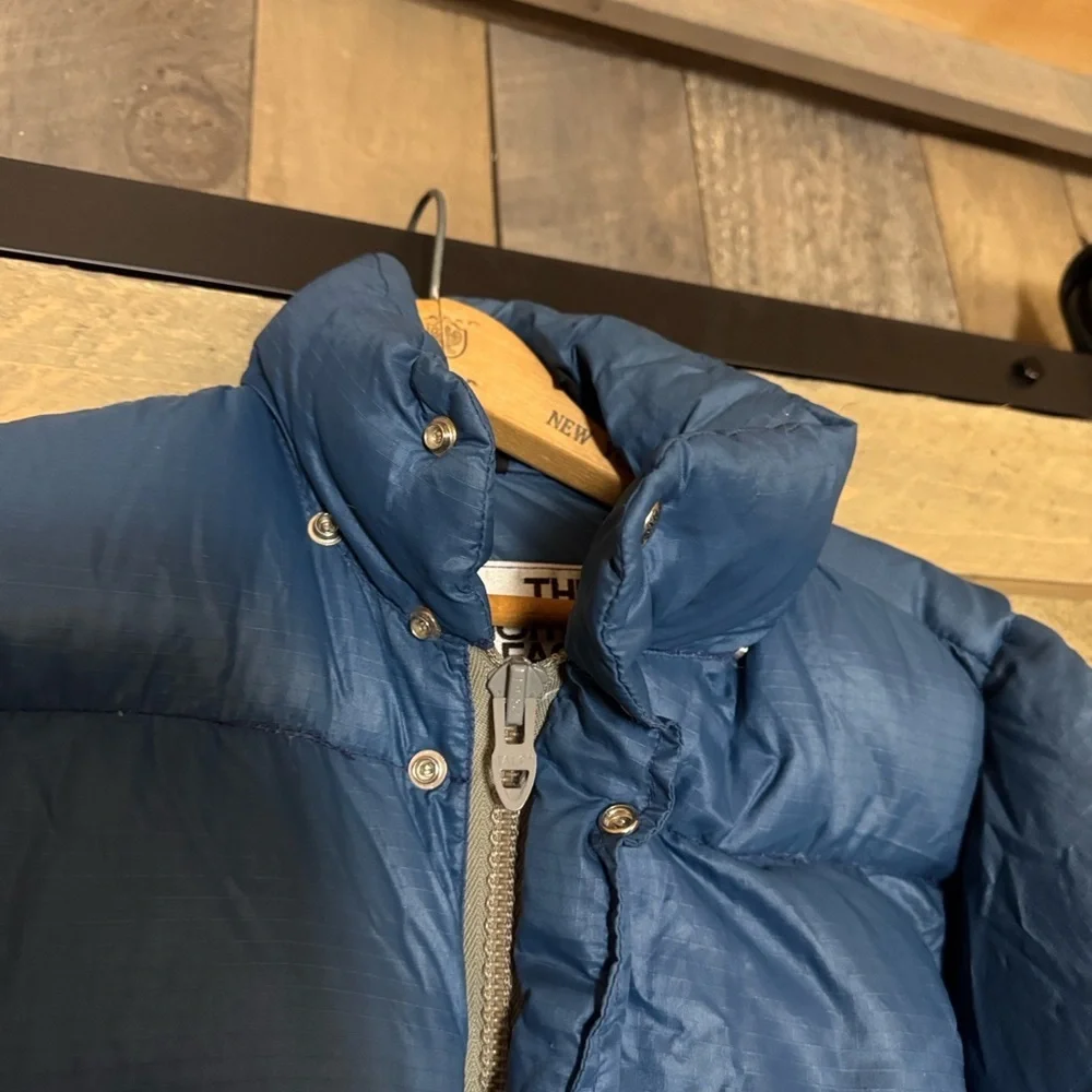 Vintage The North Face brown label down fill blue puffer jacket RARE SIZE XXS